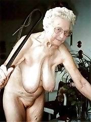 Horny granny with big bra and monster tits